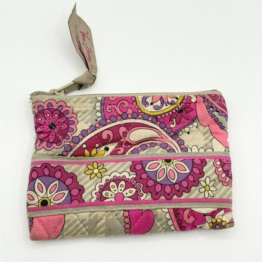 Vera Bradley Coin‎ Purse Wallet Quilted Pink Purple Floral Zip Small Womens